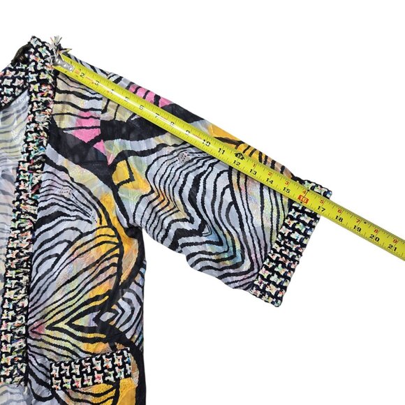 Alberto Makali Open Cardigan Womens XS Black Animal Print Sheer Boho 28 in Long - Picture 8 of 13